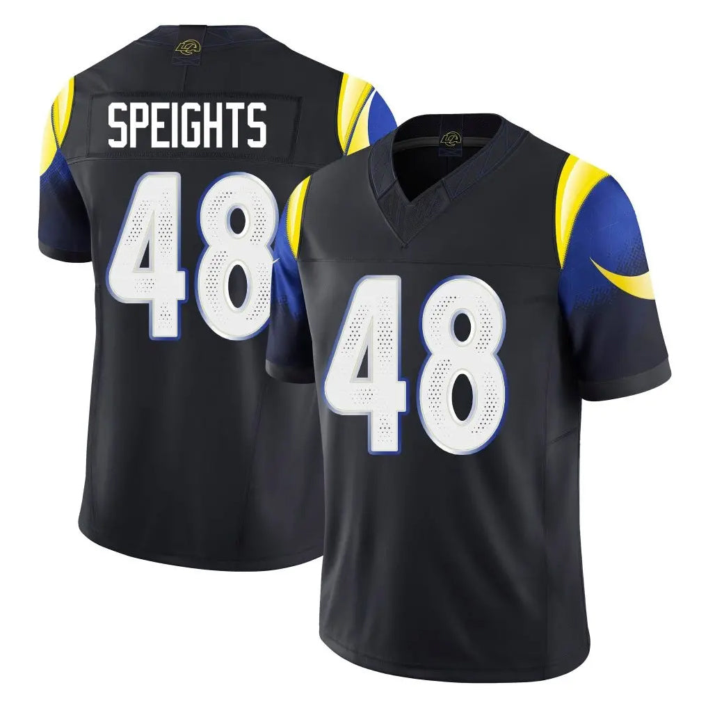 Punc LA.Rams #48 Omar Speights Player Black Midnight Rivalries Collection Limited Home Game Stitched Jerseys