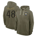 Punc LA.Rams #48 Omar Speights Player Olive Salute to Service Pullover Hoodies Limited Stitched Jerseys