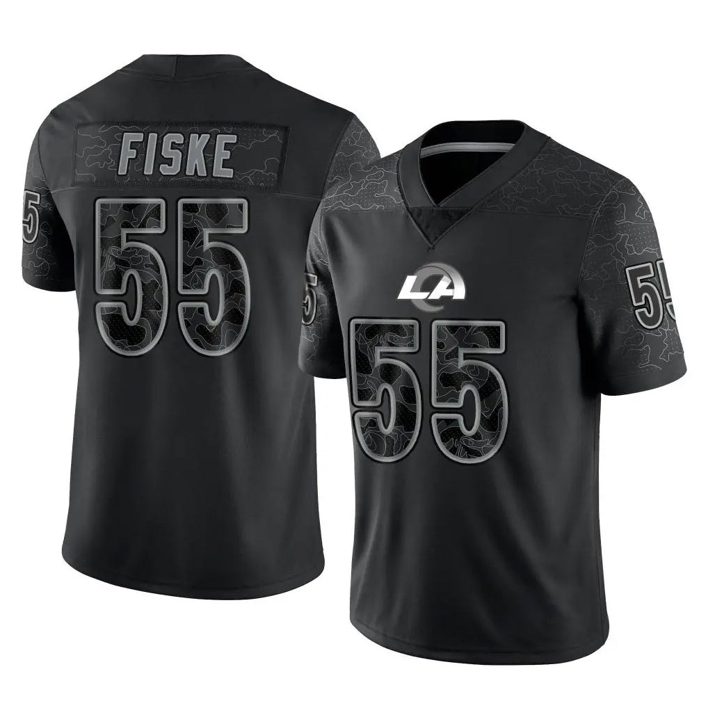 Punc LA.Rams #55 Braden Fiske Player Black Limited Reflective Home Game Stitched Jerseys