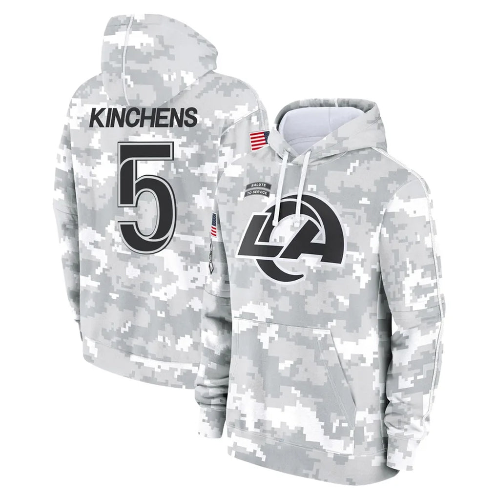 Punc LA.Rams #5 Kamren Kinchens Player Arctic Camo Salute to Service Hoodies Limited Game Stitched Jerseys