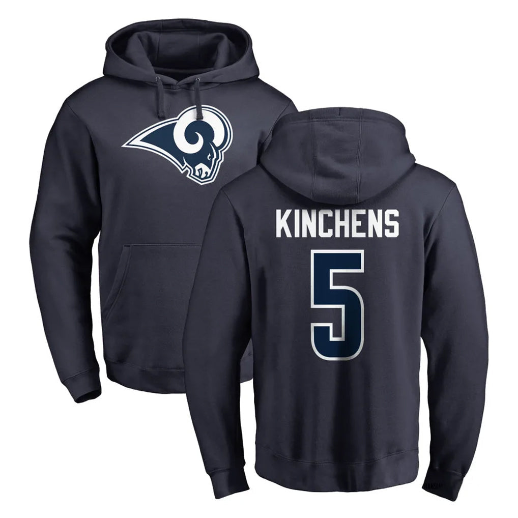 Punc LA.Rams #5 Kamren Kinchens Player Navy Pullover Hoodie Limited Game Stitched Jerseys