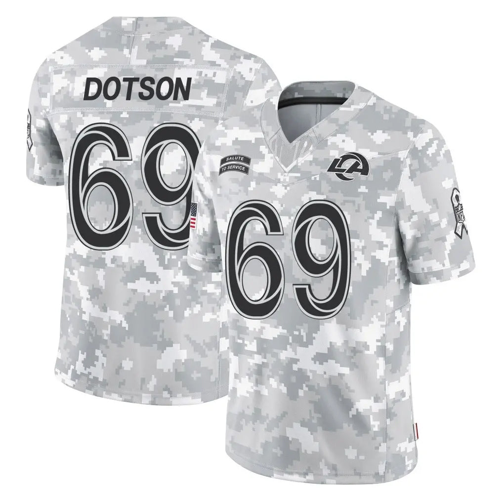 Punc LA.Rams #69 Kevin Dotson Player Arctic Camo Salute To Service Limited Game Stitched Jerseys