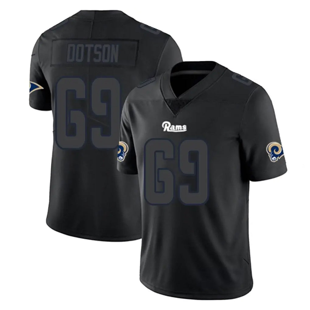 Punc LA.Rams #69 Kevin Dotson Player Black Impact Limited Home Game Stitched Jerseys