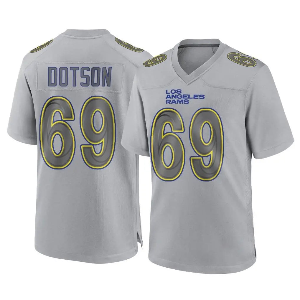 Punc LA.Rams #69 Kevin Dotson Player Gray Atmosphere Fashion Home Game Stitched Jerseys