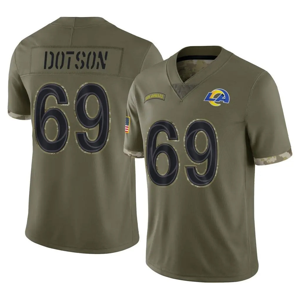 Punc LA.Rams #69 Kevin Dotson Player Olive Salute To Service Limited Stitched Jerseys