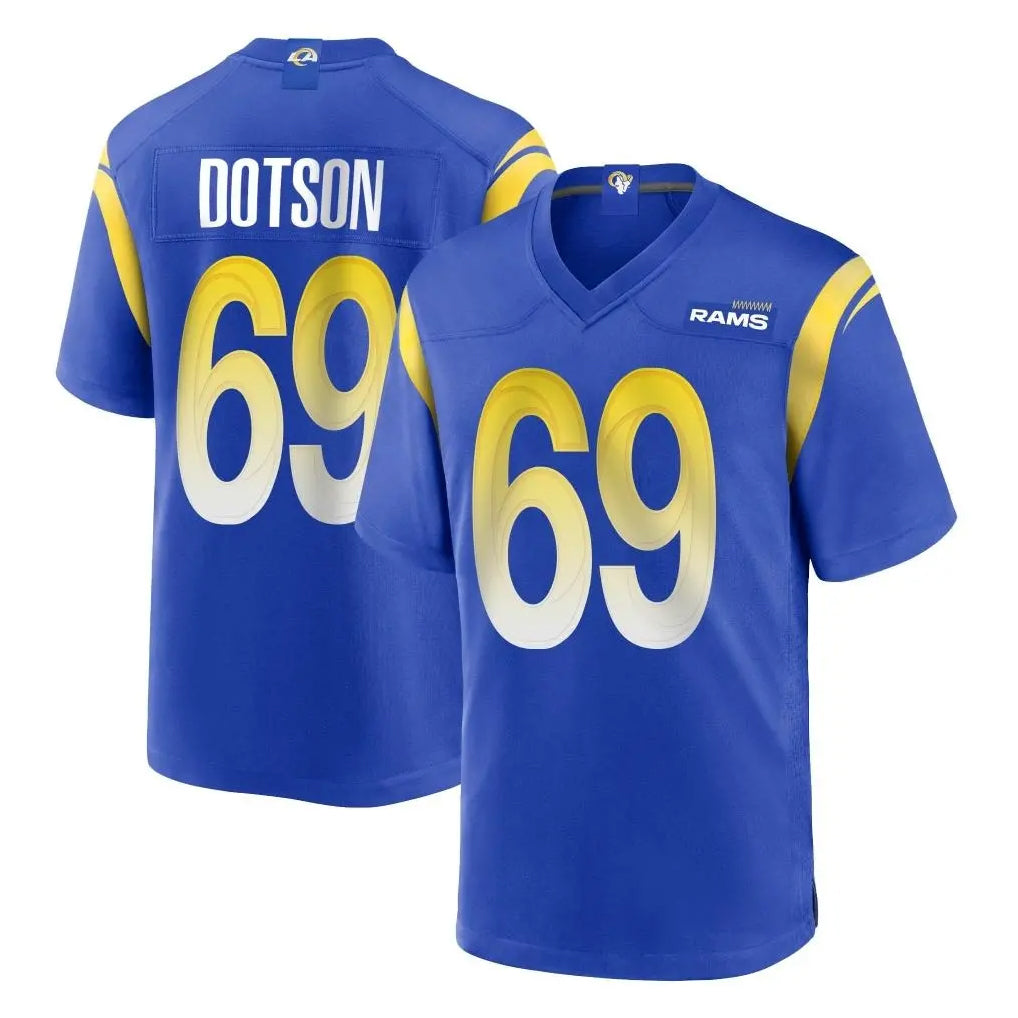Punc LA.Rams #69 Kevin Dotson Player Royal Home Game Stitched Jerseys