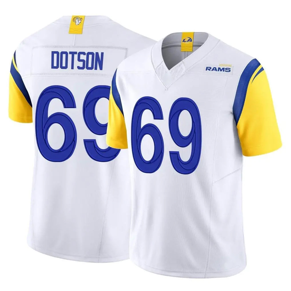 Punc LA.Rams #69 Kevin Dotson Player White Limited Vapor F.U.S.E. Home Game Stitched Jerseys