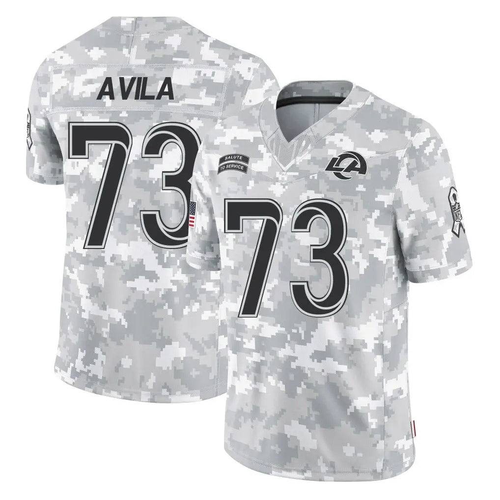 Punc LA.Rams #73 Steve Avila Player Arctic Camo Salute To Service Limited Game Stitched Jerseys