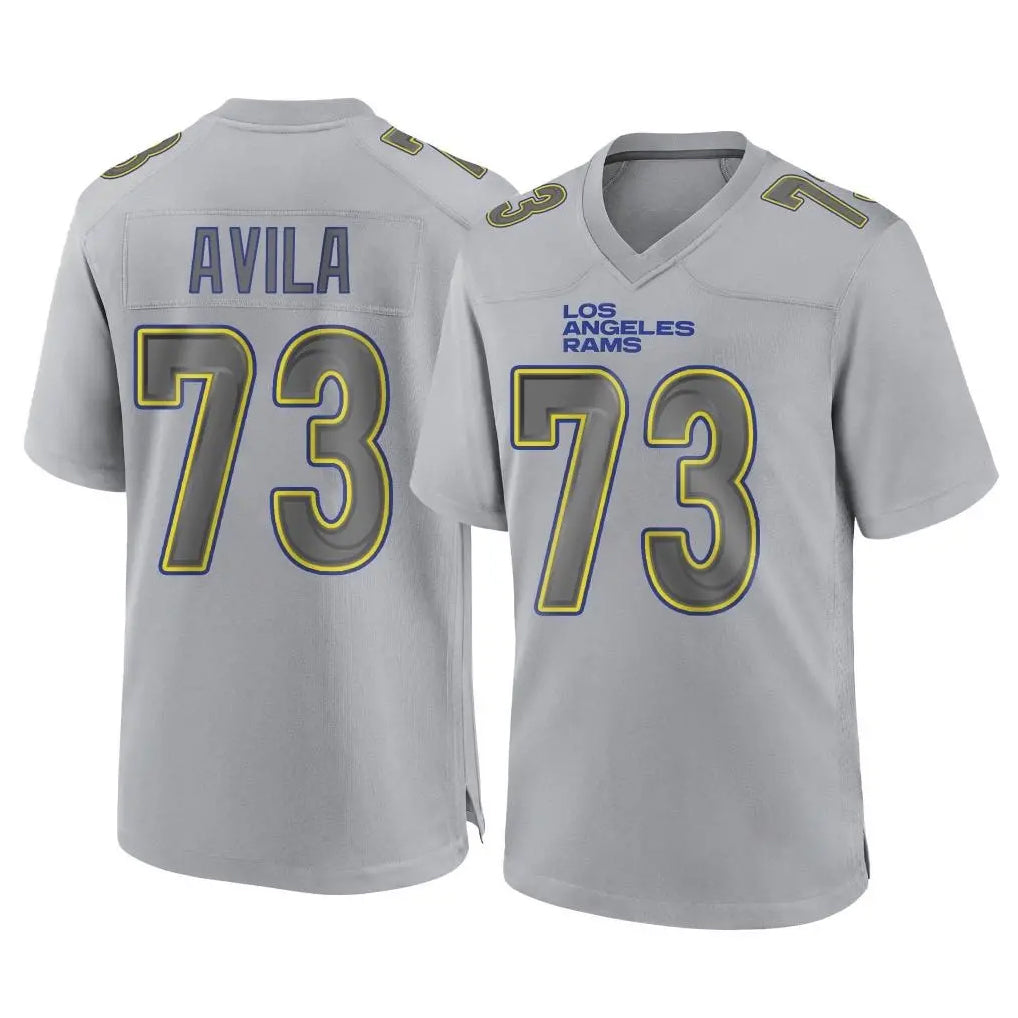 Punc LA.Rams #73 Steve Avila Player Gray Atmosphere Fashion Home Game Stitched Jerseys