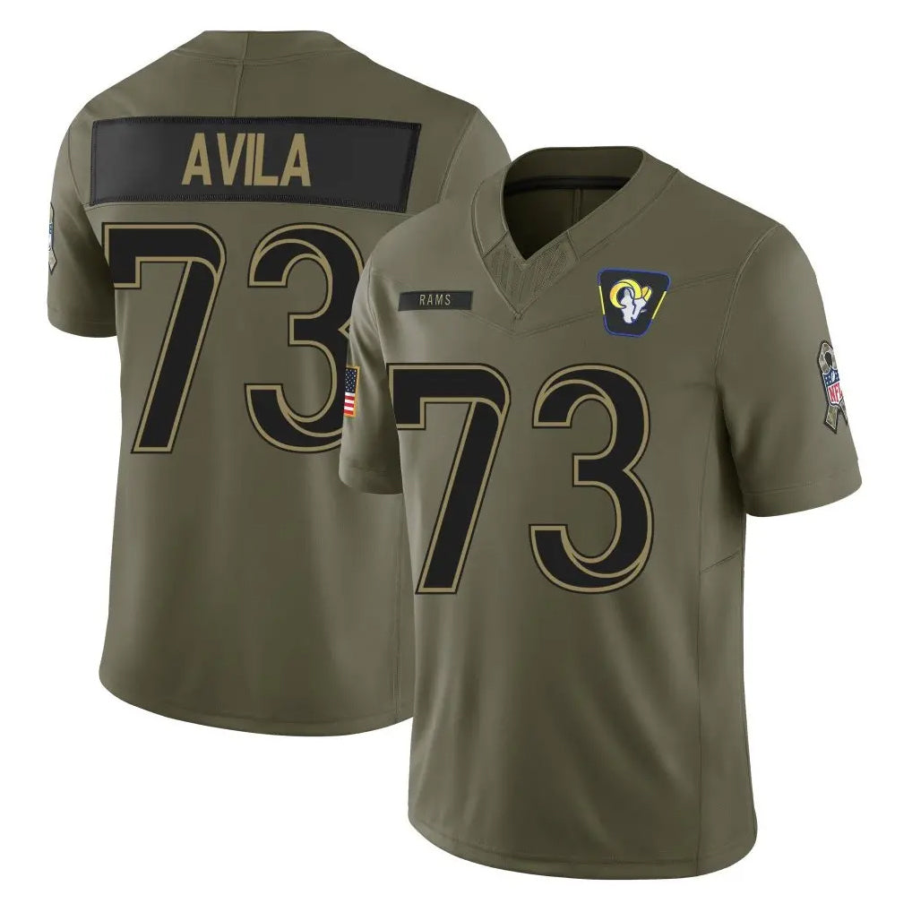 Punc LA.Rams #73 Steve Avila Player Olive 2025 Salute To Service Limited Game Stitched Jerseys