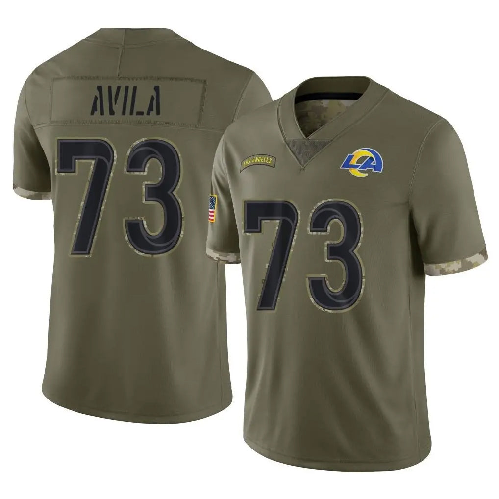 Punc LA.Rams #73 Steve Avila Player Olive Salute To Service Limited Stitched Jerseys