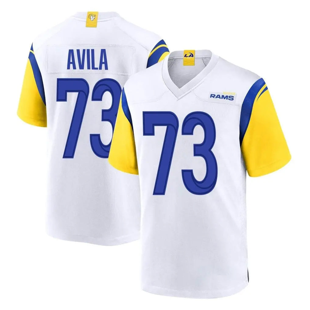 Punc LA.Rams #73 Steve Avila Player White Home Game Stitched Jerseys