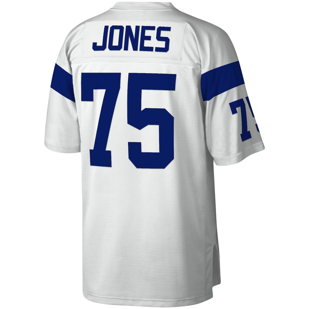 Punc LA.Rams #75 Deacon Jones Mitchell & Ness White Legacy Replica Stitched Puhic Jersey