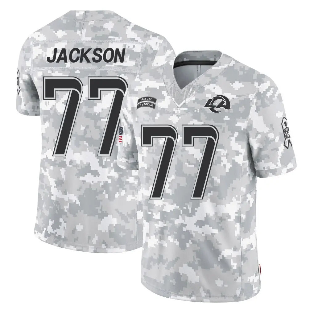 Punc LA.Rams #77 Alaric Jackson Player Arctic Camo Salute To Service Limited Game Stitched Jerseys