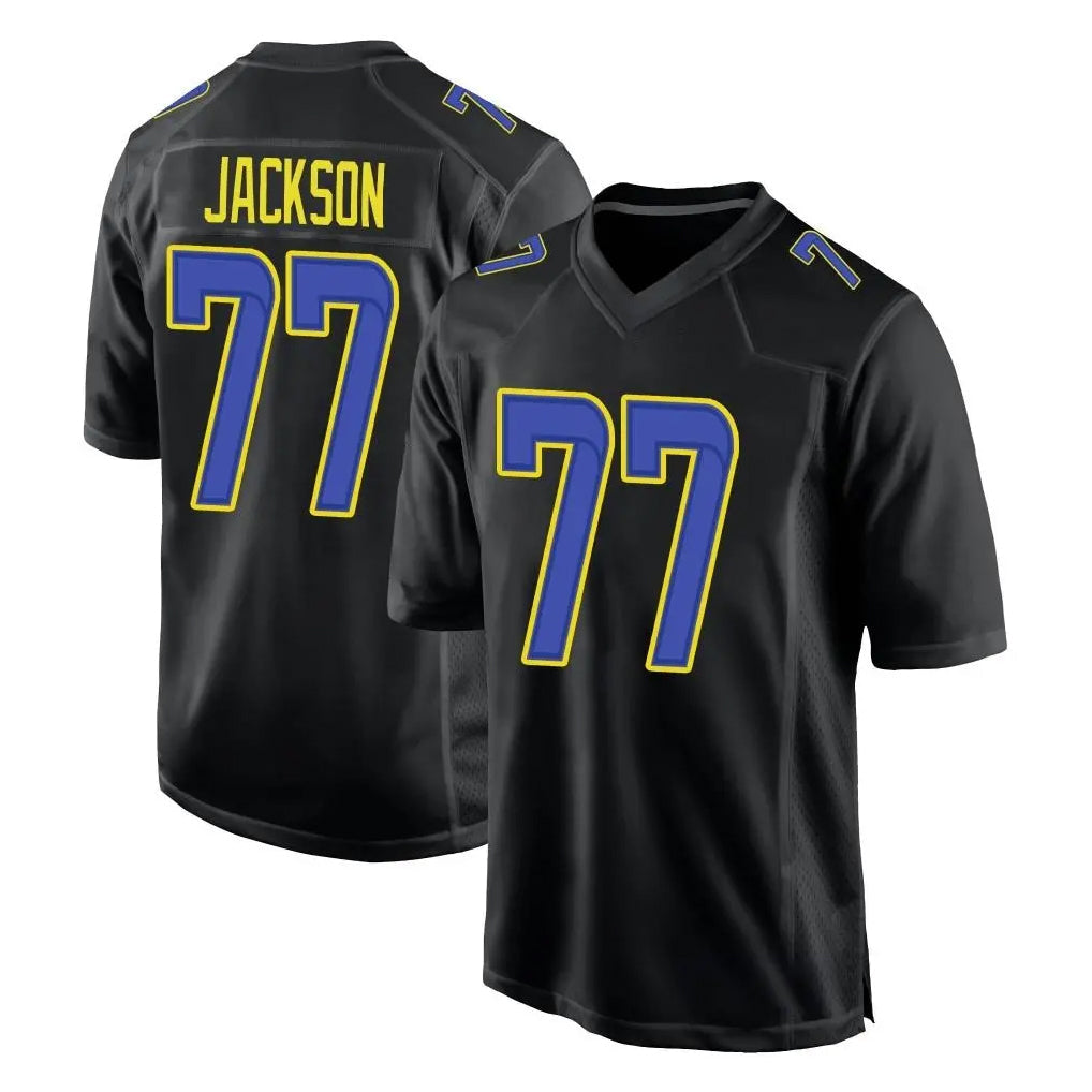 Punc LA.Rams #77 Alaric Jackson Player Black Fashion Limited Home Game Stitched Jerseys