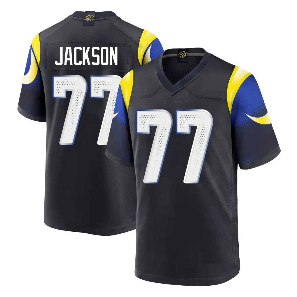 Punc LA.Rams #77 Alaric Jackson Player Black Midnight Rivalries Collection Home Game Stitched Jerseys