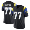 Punc LA.Rams #77 Alaric Jackson Player Black Midnight Rivalries Collection Limited Home Game Stitched Jerseys