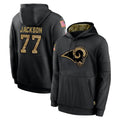 Punc LA.Rams #77 Alaric Jackson Player Black Salute to Service Hoodies Limited Game Stitched Jerseys