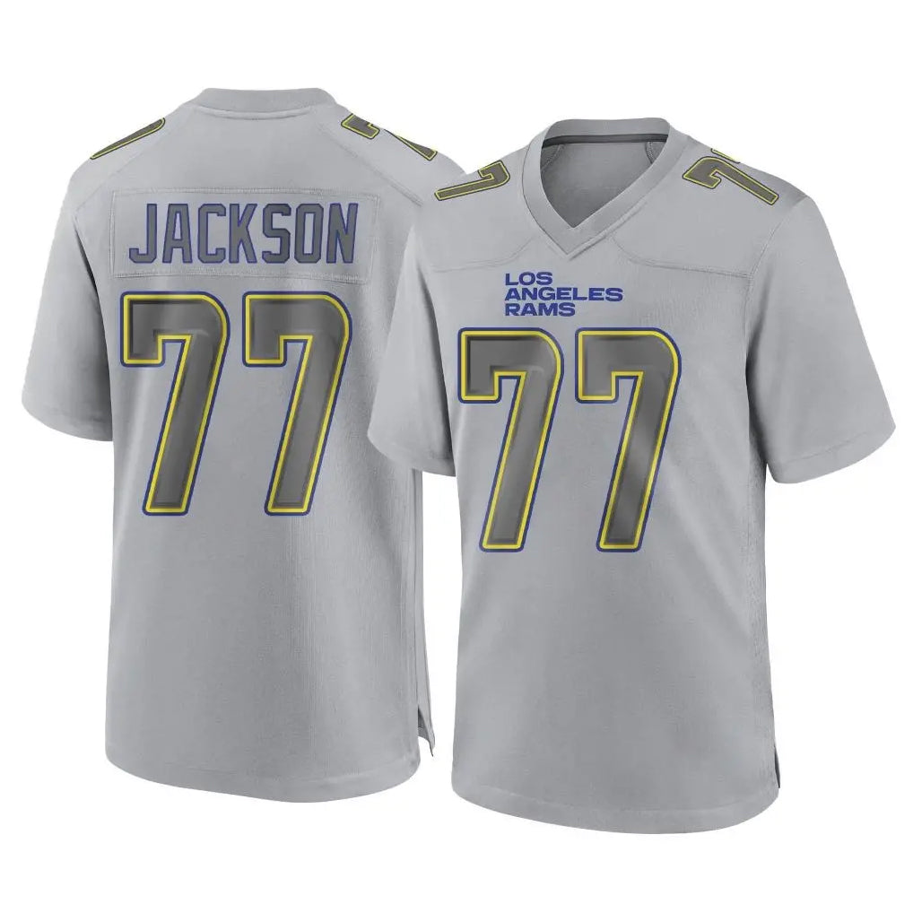 Punc LA.Rams #77 Alaric Jackson Player Gray Atmosphere Fashion Home Game Stitched Jerseys