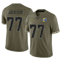 Punc LA.Rams #77 Alaric Jackson Player Olive Salute To Service Limited Stitched Jerseys
