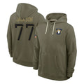 Punc LA.Rams #77 Alaric Jackson Player Olive Salute to Service Pullover Hoodies Limited Stitched Jerseys