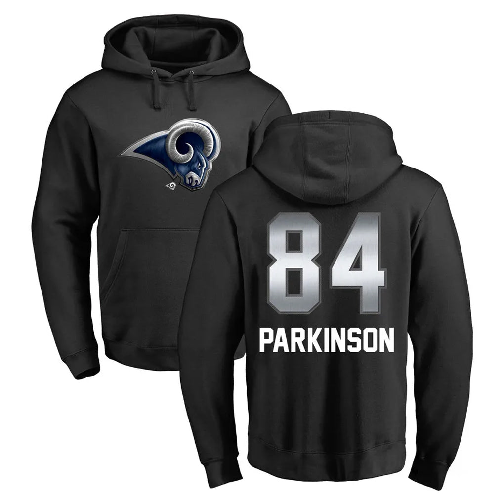 Punc LA.Rams #84 Colby Parkinson Player Black Pullover Hoodie Limited Game Stitched Jerseys
