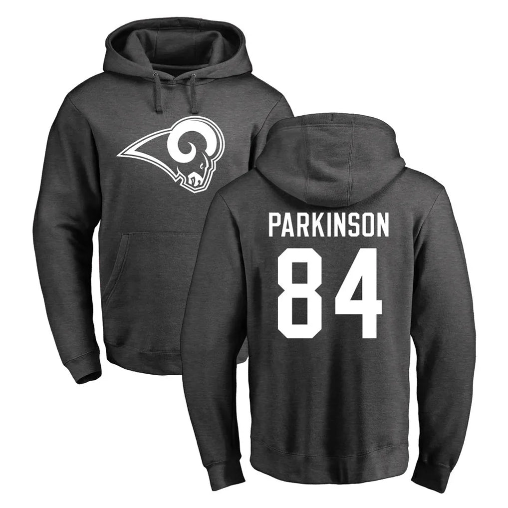Punc LA.Rams #84 Colby Parkinson Player Gray Pullover Hoodie Limited Game Stitched Jerseys
