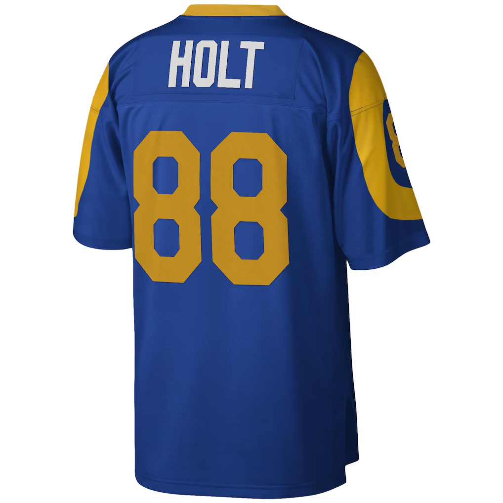 Punc LA.Rams #88 Torry Holt Mitchell & Ness Royal Legacy Replica Stitched Puhic Jersey