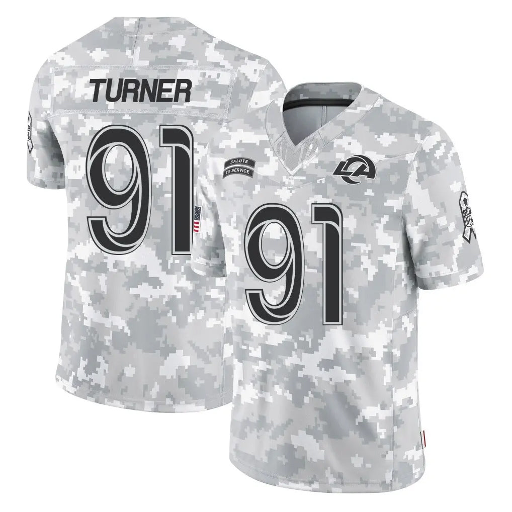 Punc LA.Rams #91 Kobie Turner Player Arctic Camo Salute To Service Limited Game Stitched Jerseys