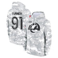 Punc LA.Rams #91 Kobie Turner Player Arctic Camo Salute to Service Hoodies Limited Game Stitched Jerseys