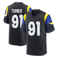 Punc LA.Rams #91 Kobie Turner Player Black Midnight Rivalries Collection Home Game Stitched Jerseys