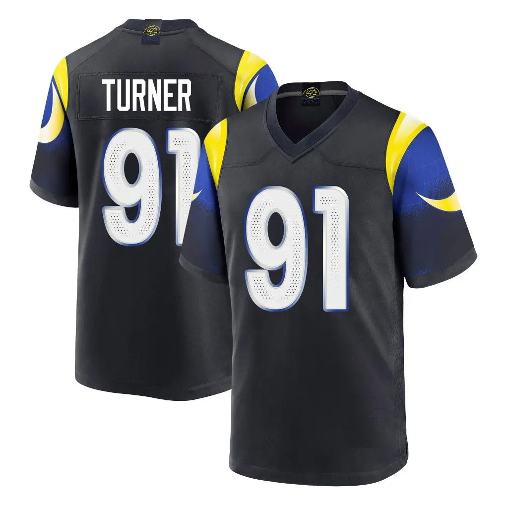 Punc LA.Rams #91 Kobie Turner Player Black Midnight Rivalries Collection Home Game Stitched Jerseys