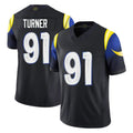Punc LA.Rams #91 Kobie Turner Player Black Midnight Rivalries Collection Limited Home Game Stitched Jerseys