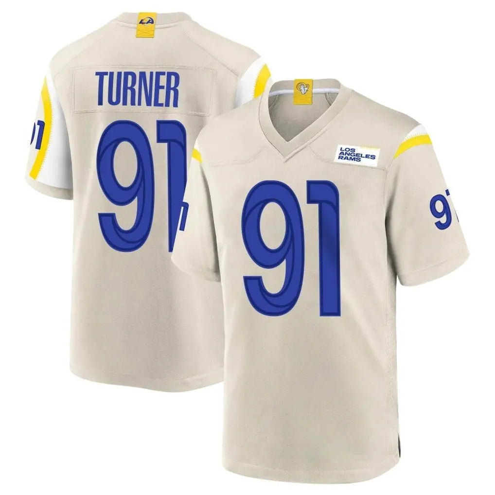 Punc LA.Rams #91 Kobie Turner Player Bone Home Game Stitched Jerseys