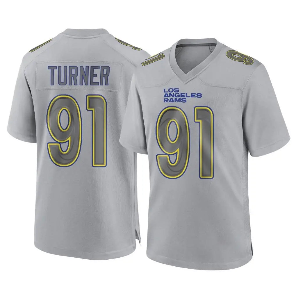 Punc LA.Rams #91 Kobie Turner Player Gray Atmosphere Fashion Home Game Stitched Jerseys
