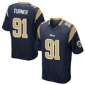 Punc LA.Rams #91 Kobie Turner Player Navy Home Game Stitched Jerseys
