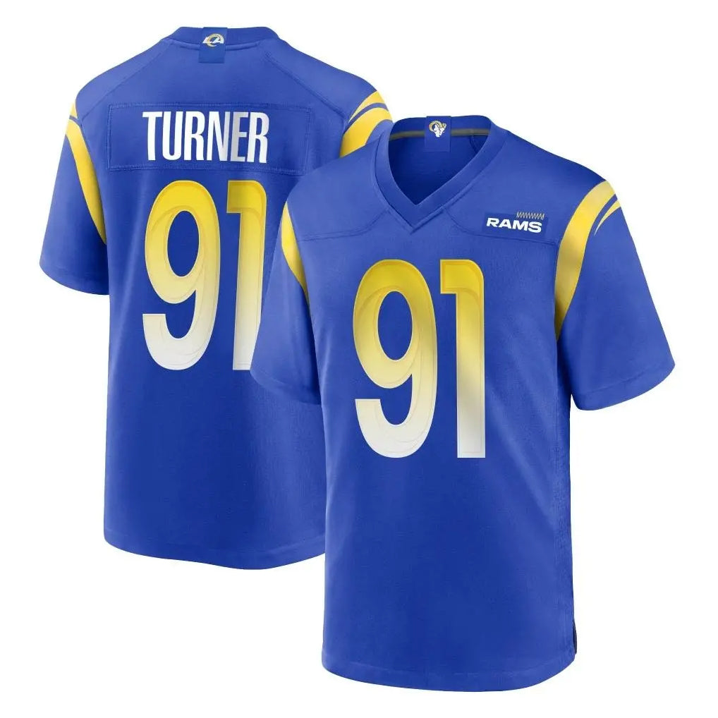 Punc LA.Rams #91 Kobie Turner Player Royal Home Game Stitched Jerseys