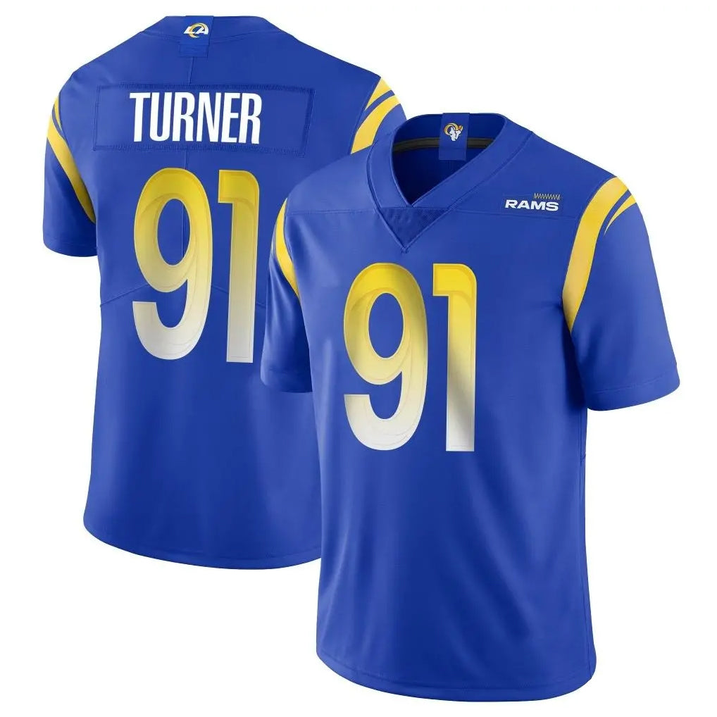 Punc LA.Rams #91 Kobie Turner Player Royal Limited Vapor Untouchable Home Game Stitched Jerseys