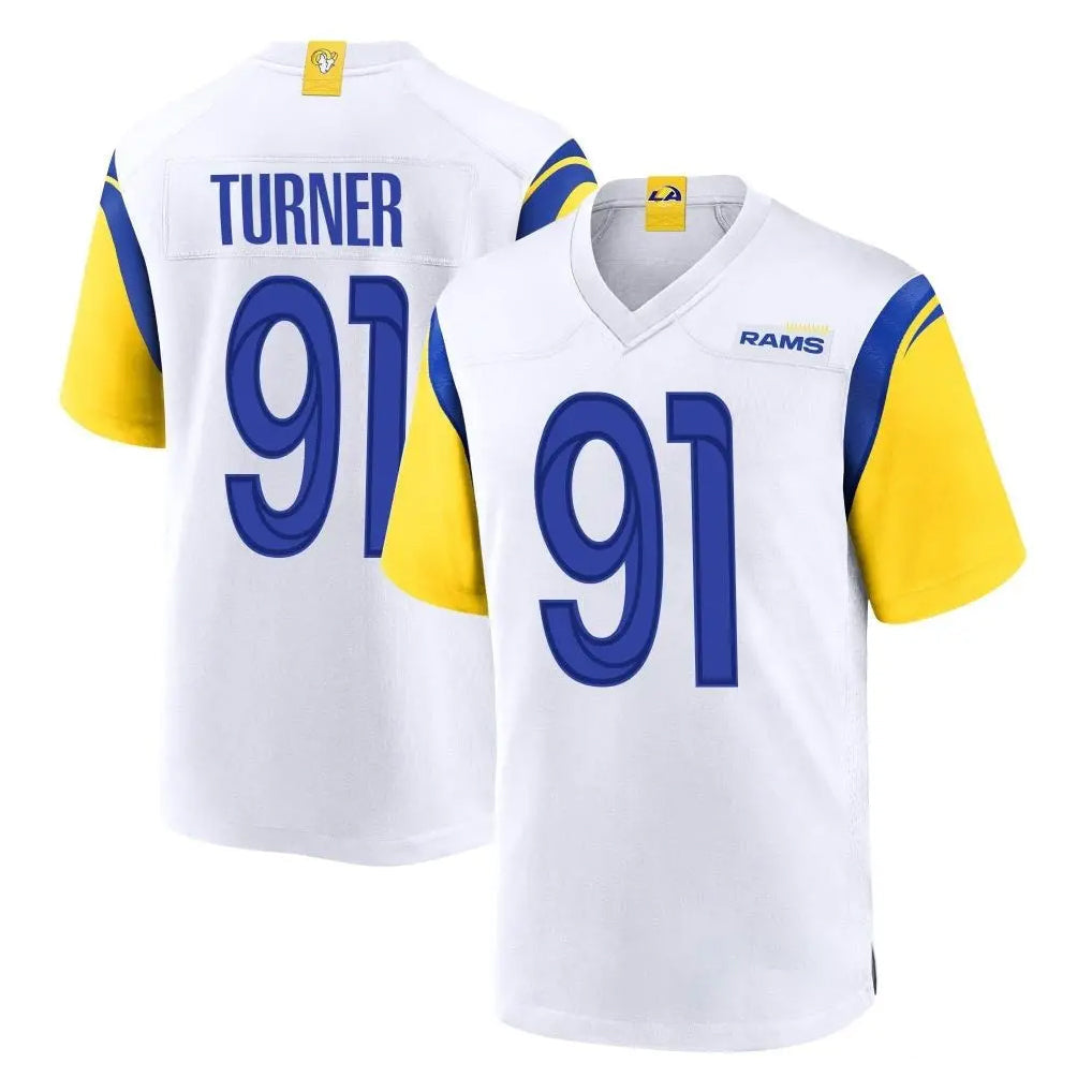 Punc LA.Rams #91 Kobie Turner Player White Home Game Stitched Jerseys