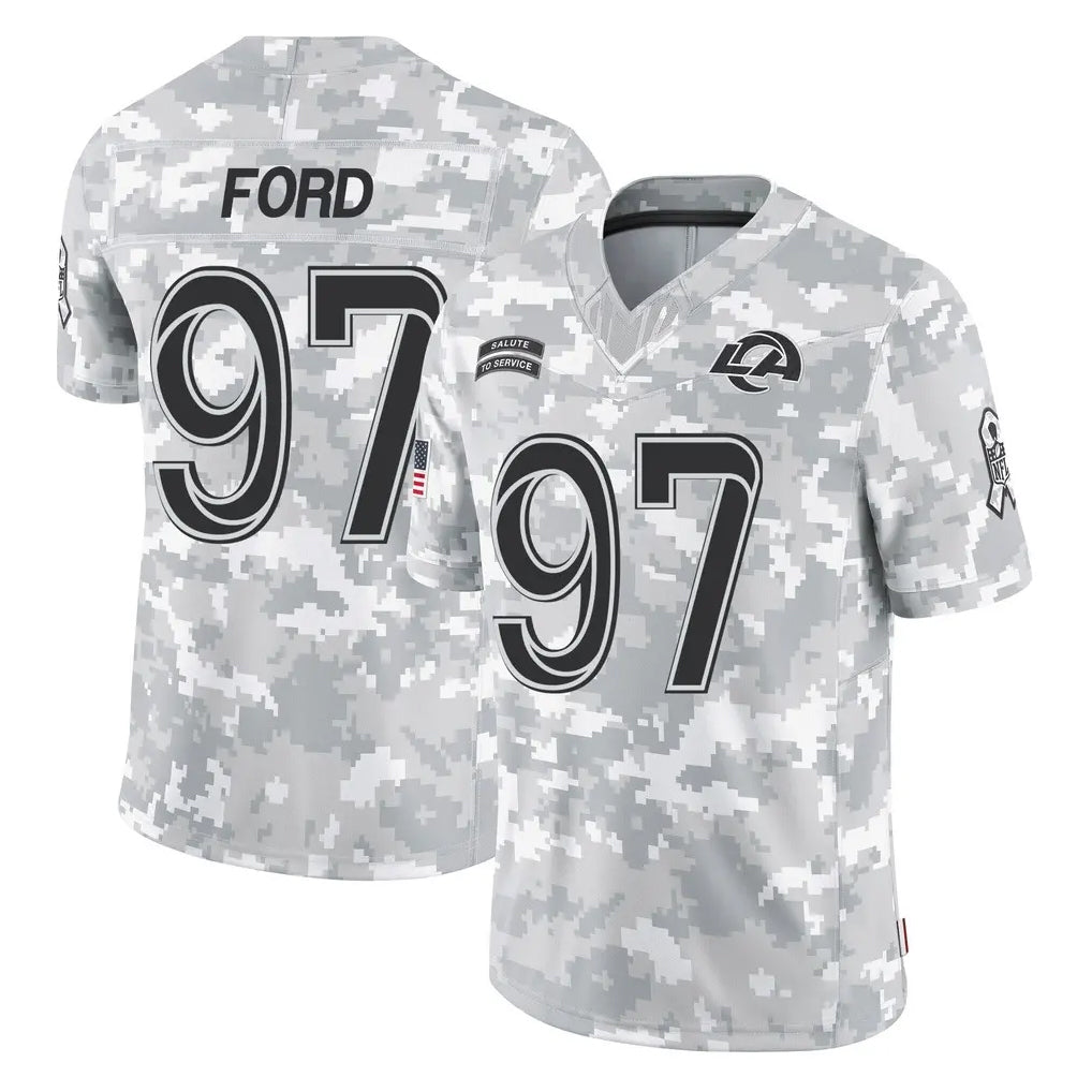 Punc LA.Rams #97 Poona Ford Player Arctic Camo Salute To Service Limited Game Stitched Jerseys