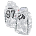 Punc LA.Rams #97 Poona Ford Player Arctic Camo Salute to Service Hoodies Limited Game Stitched Jerseys