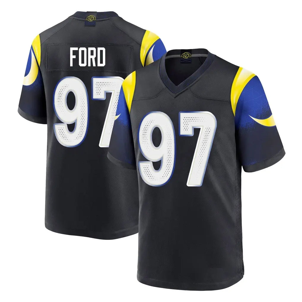 Punc LA.Rams #97 Poona Ford Player Black Midnight Rivalries Collection Home Game Stitched Jerseys