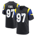 Punc LA.Rams #97 Poona Ford Player Black Midnight Rivalries Collection Home Game Stitched Jerseys
