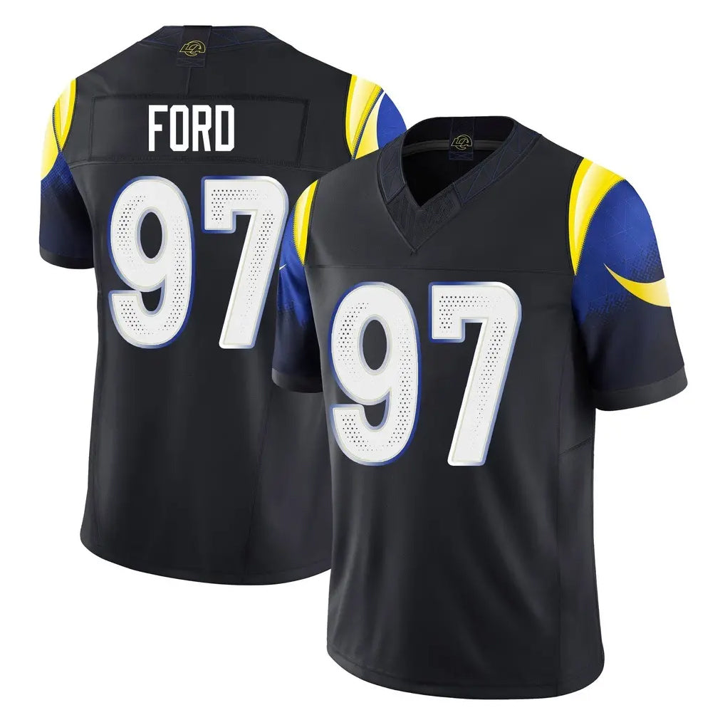 Punc LA.Rams #97 Poona Ford Player Black Midnight Rivalries Collection Limited Home Game Stitched Jerseys