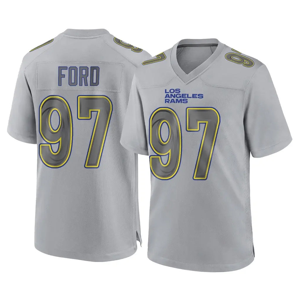 Punc LA.Rams #97 Poona Ford Player Gray Atmosphere Fashion Home Game Stitched Jerseys
