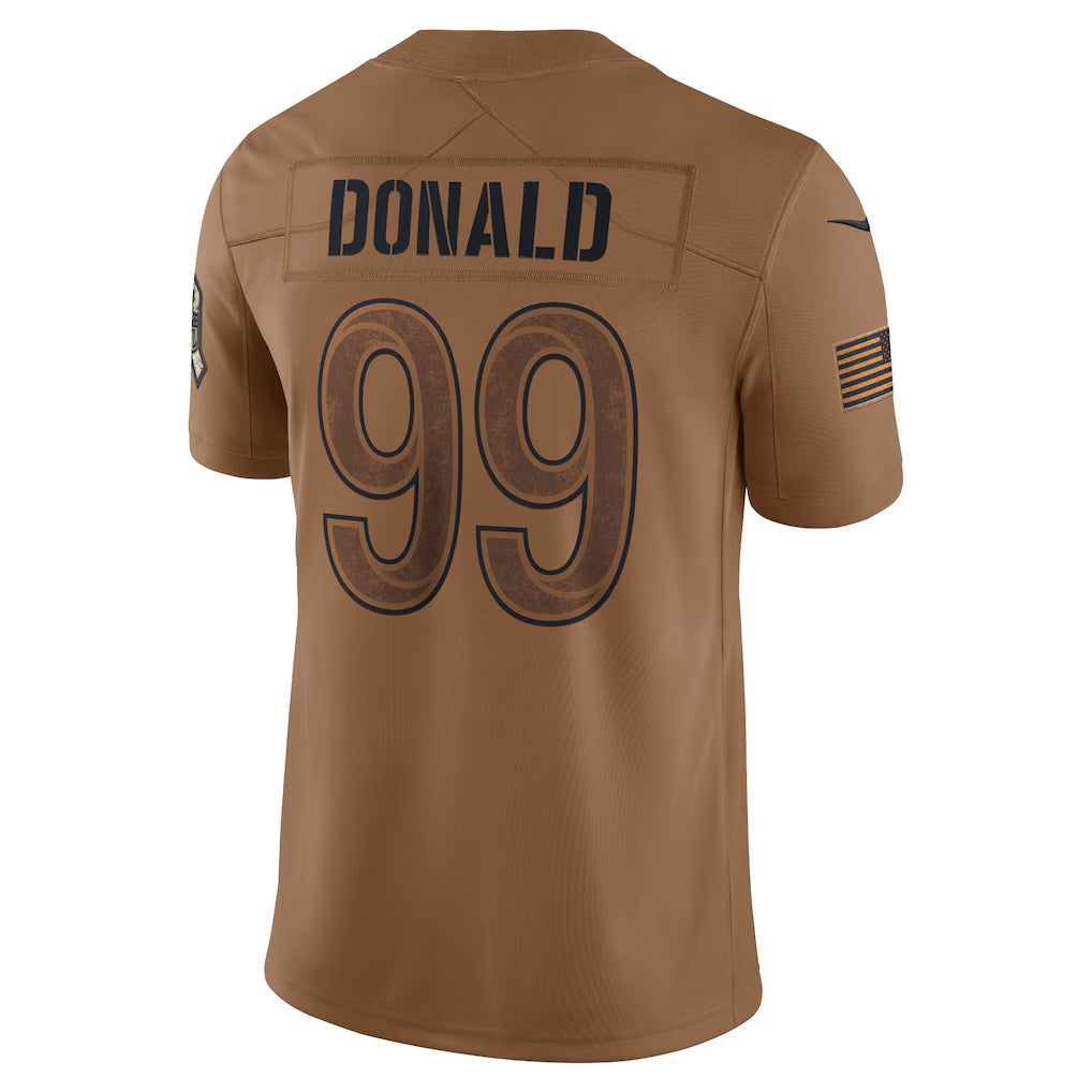 Punc LA.Rams #99 Aaron Donald Brown Salute To Service Limited Jersey Stitched Jerseys