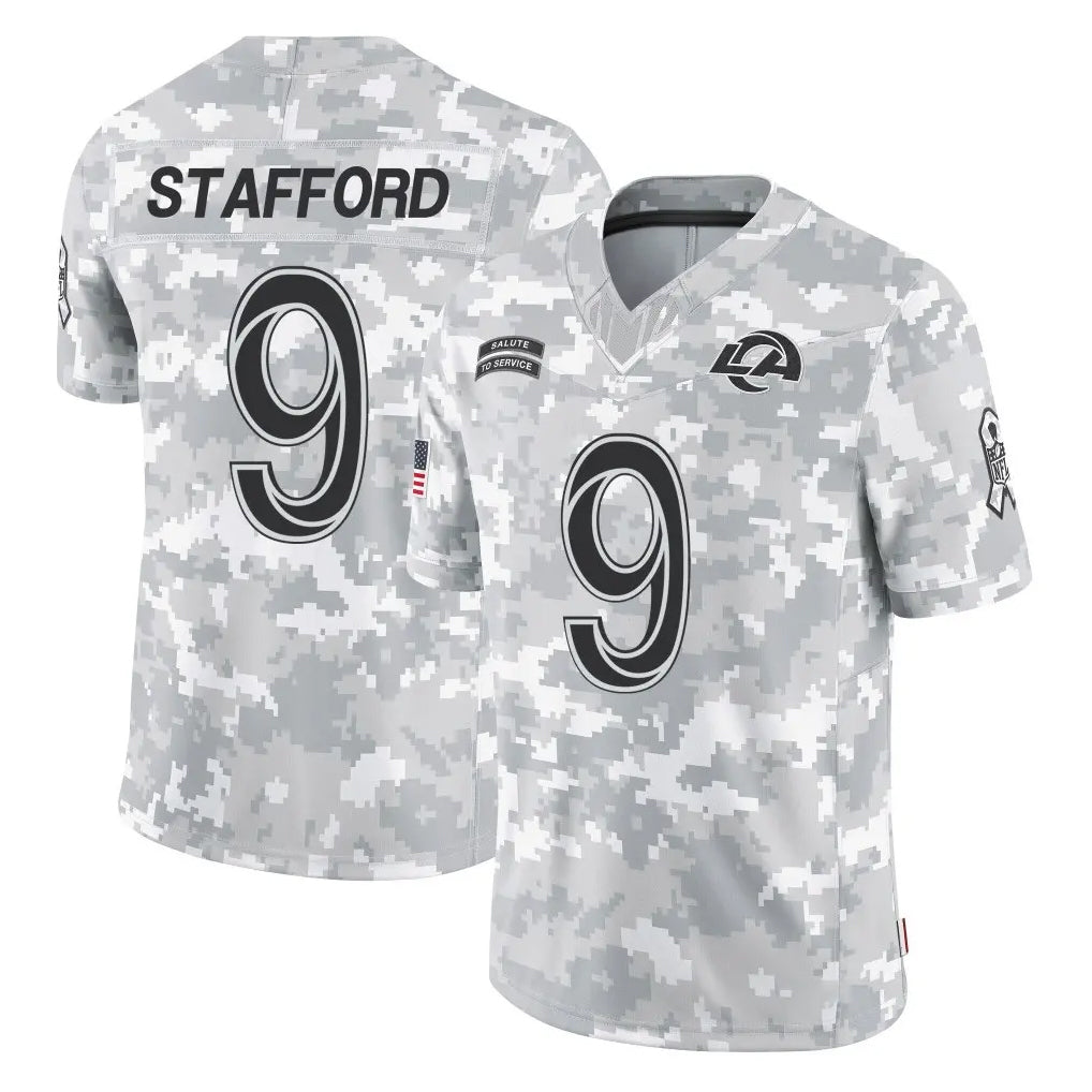 Punc LA.Rams #9 Matthew Stafford Player Arctic Camo Salute To Service Limited Game Stitched Jerseys