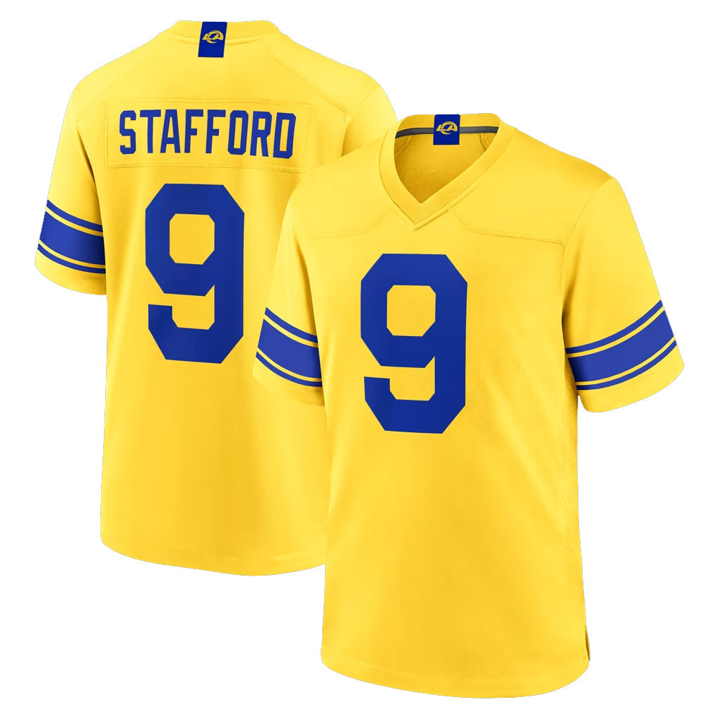 Punc LA.Rams #9 Matthew Stafford Player Gold Classic Sol Home Game Stitched Jerseys