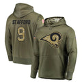 Punc LA.Rams #9 Matthew Stafford Player Olive Salute to Service Pullover Hoodies Home Game Stitched Jerseys
