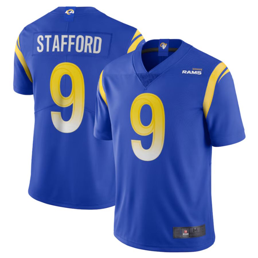 Punc LA.Rams #9 Matthew Stafford Royal Vapor Limited Jersey American Stitched Jerseys